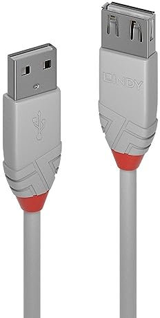 Lindy USB 2.0 Extension Cable 1m, USB Type A Male to Female, 480Mbps Data Transfer, Compatible for Printer, Scanner, Camera, Keyboard, Card Reader, Hard Drive, USB Disk