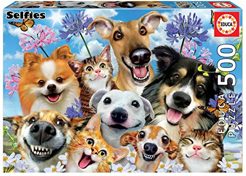 Educa - Fun In The Sun Selfie | Puzzle 500 pezzi per adulti da 11 anni | Estate vacanze divertimento | Misura: 48 x 34 cm | Include colla Fix (17983)