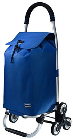 inköpsvagn trappsteg-shoppingvagn/fällvagn, aluminiumlegeringshandtag, stor rumsväska, U-formad böjd handtag, för shopping och camping (blå)