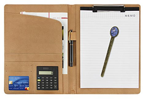 A4 Schreibmappe Ordner Multifunktions Ledermappe Klemmbrettmappe Dokumentenmappe Konferenzmappe mit Taschenrechner Organizer Mappe Schreibblock Businessmappe für Business Meeting Büro Schule