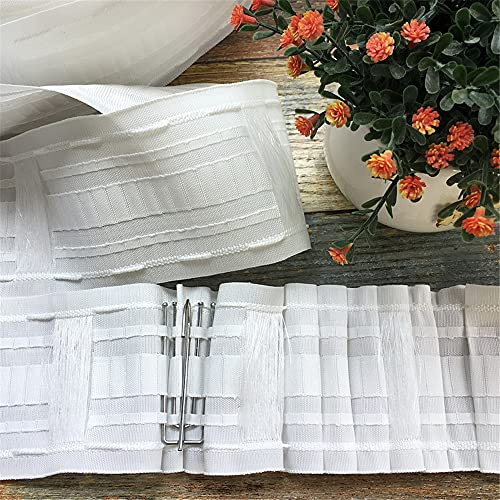 LCXX 3.35 Inch Wide Multifunction Curtain Tapes for Home Sewing Heading Deep Pinch Pleat Tape DIY Rod Pocket Hanging Hook Curtains 20 Meter, Multicolor