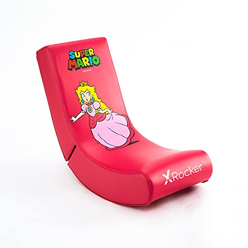 X Rocker Officially Licensed Nintendo Super Mario Bros Video Rocker Gaming Chair for Juniors, Folding Rocking Seat- Joy Collection (Pink, Princess Peach)