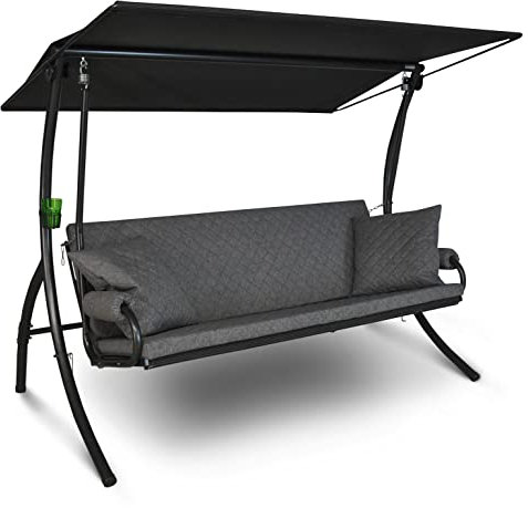 Angerer Freizeitmöbel GmbH Hollywoodschaukel Elegance Joy - Gartenschaukel Made in Germany - Schaukel zum Sitzen, Liegen und Entspannen - inklusive Bett-Funktion - einfache Montage (Hellgrau)