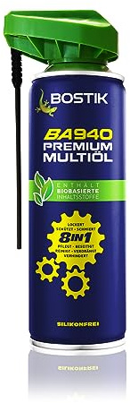 Bostik Multifunktionsspray BA940 Premium multiolja 8in1, biobaserade ingredienser, transparent olja, sprutning från alla positioner, kobrahuvud för exakt och ytlig sprutning, 300 ml