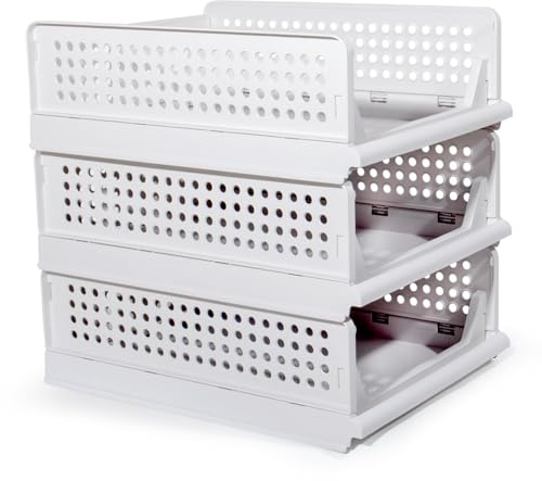 GREELUE Schrank Organizer Kleiderschrank 3 Stück, Faltbare Aufbewahrungsbox, Ordnungssystem für Schubladen, Schließfächer, Kleiderschränke (Weiß-14cm*3)