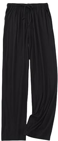 LCDIUDIU Pantalon De Pyjama,Bas De Pyjama pour Homme En Coton Modal, Bleu Marine Uni Taille Élastique Cordon De Serrage Pantalon De Détente pour Le Sommeil Avec Poches Pyjama Doux Et Léger Pantal