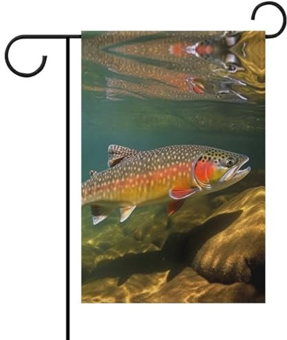 Drapeau de jardin personnalisé double face pour pêche à la truite de ruisseau - 30,5 x 45,7 cm