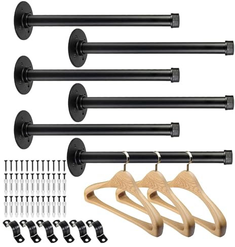VASXMMHF Barra para Colgar Varillas para Armario de Tubo de Montaje en Pared, 6 uds., Barra de Ropa Frontal, Estante para Ropa, Expositor de Camisas, Ropa Colgante para Boutique minorista Perchero