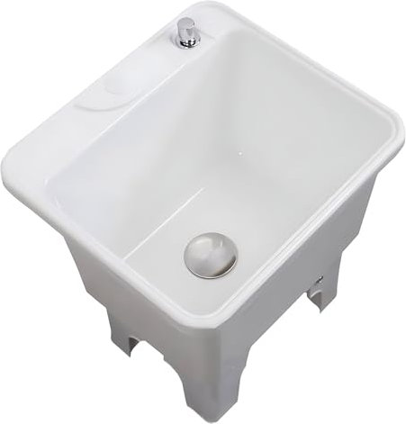 Évier de sol avec serpillière Évier de sol avec serpillière Évier de sol avec serpillière profonde Évier de sol en plastique avec crépine Évier de service,Blanc - 50 x 39 x 43 cm (20 x 15 x 17 pouces)