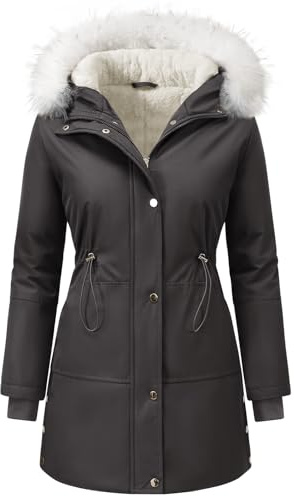 UMIPUBO Abrigo Mujer Invierno Chaqueta Parkas con Capucha Cremallera Cazadora Chaquetones Cálido Forro Polar a Prueba de Viento Coat Con Bolsillo