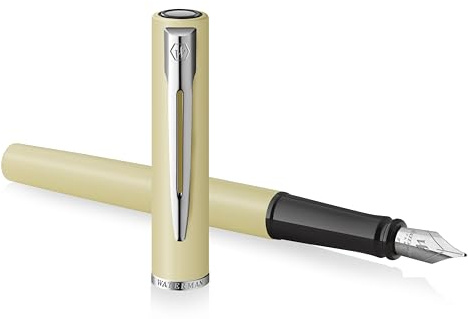 Waterman Allure Premium Fountain Pen | Yellow Pastel Lacquer with Chrome Trim | Fine Nib | Black Ink | Gift Boxed