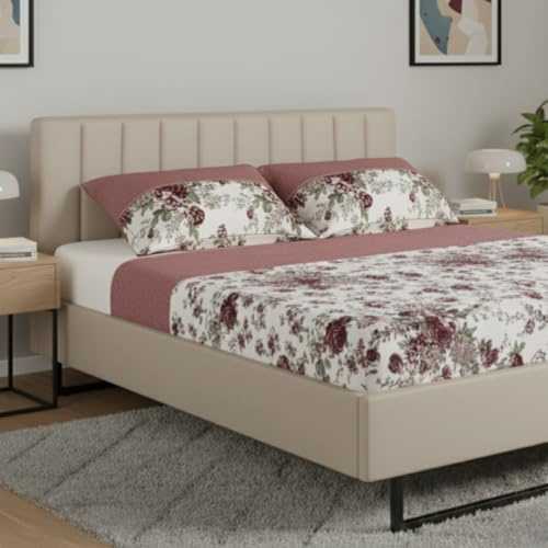 Jenny Sesal Set completo letto in Flanella Anti-Pilling - Daphne Singolo, una piazza e mezza e matrimoniale - Calde e morbide al tatto (Cipria, Matrimoniale, Floreale)