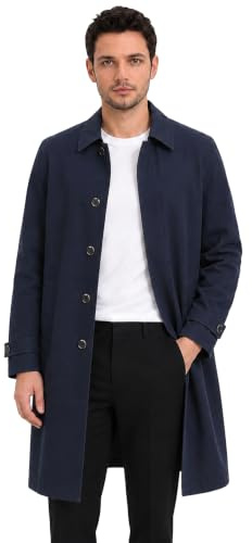 Allthemen Mens Lapel Trench Coat Mid Length Windproof Overcoat | Mens Cotton Business Formal Jacket Lightweight Smart Casual Coat Single Breasted Solid Color