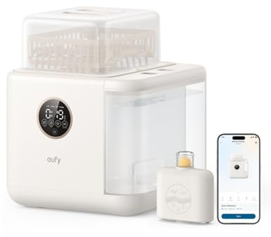 eufy Bottle Washer S1 Pro, Steriliser and Dryer, Built-in Water Softener, 100°C Steam Sterilisation, Fast Drying, Washer for Bottles, Breast Pump Parts & Baby Essentials, 10-Bottle Capacity