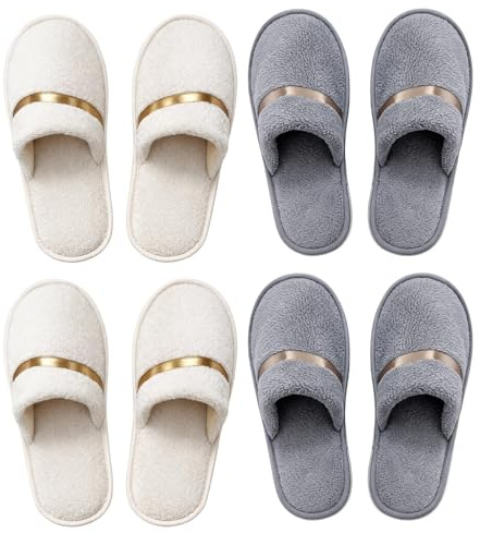 GYTFOG 4 Pairs Hotel Slippers Multipack, Soft Guest Slippers, Non-Slip Spa Slippers, Washable Multipack, Travel Slippers, Guests, Hotel, Bedroom, Home, Travel Wedding Salon