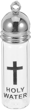 Toyvian Bottiglia di Acqua Santa Cristiana in Vetro Croce, Fiala Battesimale Decorativa per Cerimonie Religiose, Bomboniera Simbolica per Battesimo e Benedizioni in Casa e Chiesa, 35x11mm