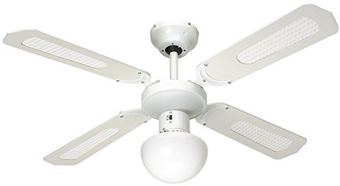 Farelek Bali 112420 Ventilatore da soffitto, 107 cm, Bianco