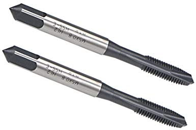 sourcing map M5 x 0.8 Spiral Point Threading Tap, H2 Tolerance High Speed Steel TICN Coated, Round Shank with Square End, Metric Screw Taps Tapping Bit for Machinist Thread Repair, 2pcs