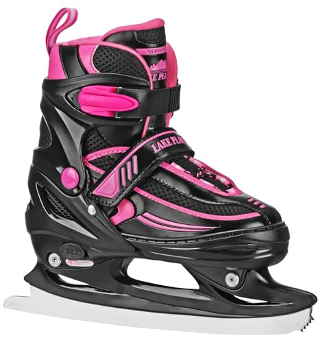 Lake Placid Summit Girl's Adjustable Ice Skate Black/Pink Small (10J – 13)
