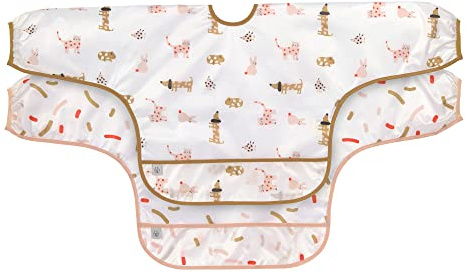 Lässig Baby Long Sleeve Bib Set (2 pcs.) para atar en el protector de captura/babero de manga larga Little Mateys orange