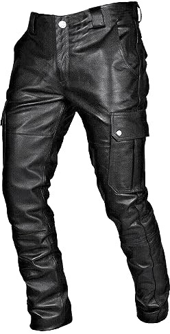 Lederhose Herren Tracht Lang Lederhose Lederjeans Bikerjeans Büffelleder Seitlich Geschnürt Schwarz Hose Biker Bikerjeans Männer Lange Lederjeans Hosen Western Style Wanderhose