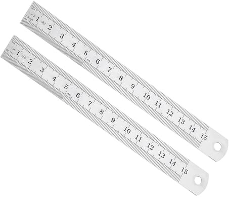 Kozelo 2Pcs Regla de Acero Inoxidable - [15Cm/ 6 Pulgadas] Herramientas de Medición Metálicas de Borde Recto para Uso En Diseño Arquitectónico | Tono Plateado