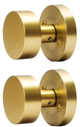 LWZH Set di pomelli per porta, rotondi, in ottone satinato, girevoli, maniglia per porta con viti di montaggio, acciaio laccato, pomello a sfera, pomello girevole, 2 pezzi