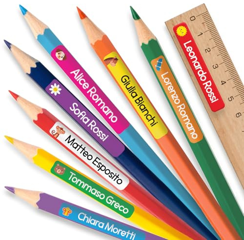 150 Etichette Adesive Personalizzate Scuola Elementare - Etichette Personalizzate Colorate per Materiale Scolastico - Nomi Adesivi Personalizzati Impermeabili (BIANCO)