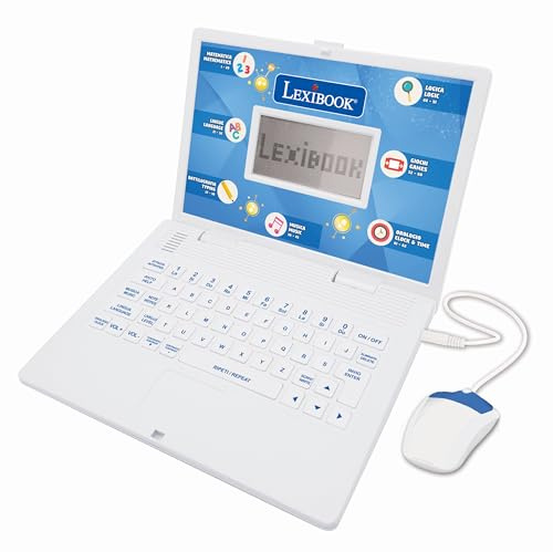 Lexibook - Computer Portatile educativo bilingue Italiano/Inglese - 124 attività per Un apprendimento Divertente e interattivo - Matematica, logica, Musica, Orologio - JC598i5LXB