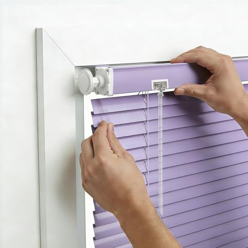 No Drill Venetian Blinds for Windows, Custom Aluminium Blinds with 25mm Horizontal Slats, Easy Fit, adjustable Room Darkening Shades for Home Kitchen(Purple)