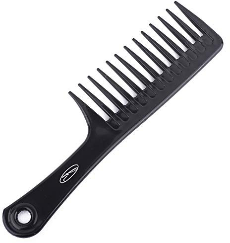 Fine Lines Jumbo Wide Tooth Comb for Curly Hair - Detangling Rake Comb for Women with Long, Wavy or Wet Hair - Thick Black Plastic Tool for Natural Curls - Unisex Styling Pick for Daily Haircare