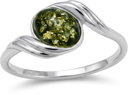 HolidayGiftShops Sterling silver och baltisk grön bärnstensring Estelle e sterlingsilver, R 3/4