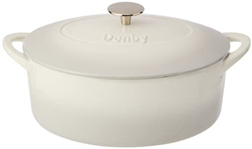 Denby Natural Canvas Cast Iron 4.2L Oval Casserole, Medium, White