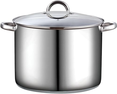 Cook N Home Stockpot with Lid, Basics Stainless Steel Soup Pot, 16-Quart