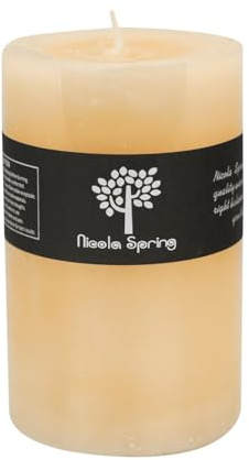 Nicola Spring Scented Pillar Candle - Vanilla Scent - 110 Hour Burning Time - Vanilla Candles Ivory Round Pillar Aromatherapy for Home Fragrance, Kitchen, Living Room, Bedroom