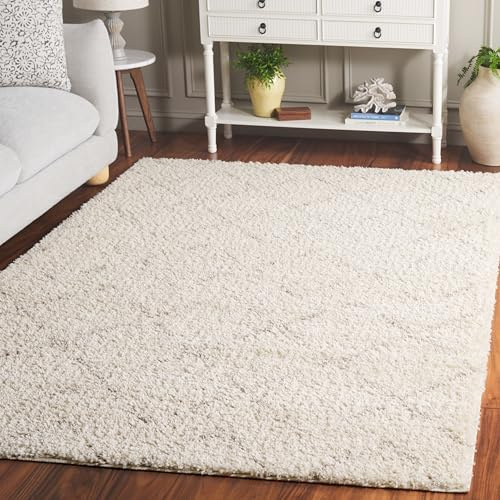 SAFAVIEH Arizona Shag Collection Area Rug - 5'1 x 7'6, Ivory & Beige, Moroccan Boho Design, Non-Shedding & Easy to Clean, Ideal for Living Room, Bedroom, Dining Space (ASG743A)