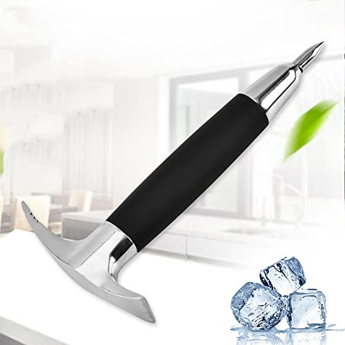Stainless Steel Ice Pick, Dual-Purpose Ice Hammer Ice Chisel, Japanese Ice Crushing Tool for Home, Kitchen, Bartender, Bar, Cocktail, Ice Crusher, Black