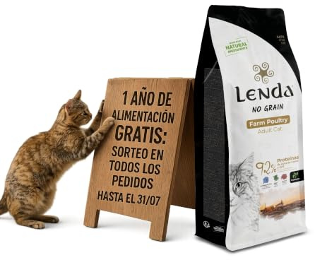 Lenda Gato Adult Farm Poultry 2Kg - Pienso Natural Sin Cereales con Botánicos y Probióticos | Comida Seca Hipoalergénica para Gatos Adultos