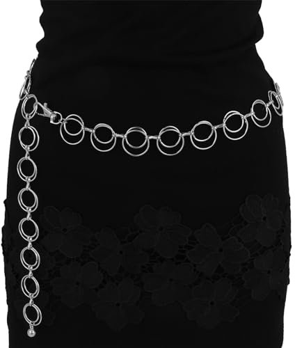 Milakoo Double Ring Link Kette Taille Gürtel für Frauen Silber Boho Mode Zubehör für Kleid Kette