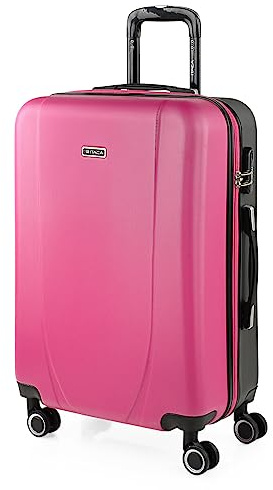 ITACA - Maleta Mediana con 4 Ruedas Giratorias para Viajes Largos Tipo Trolley Ideal como Maletas de Viaje Grandes 23 Kilos y Maleta Viaje Mediana Resistentes, Fucsia-Antracita
