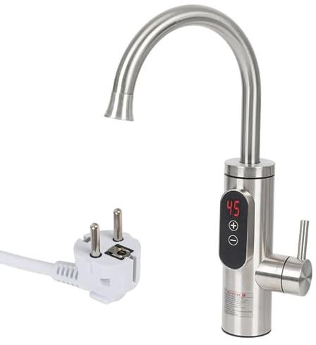 Rubinetto elettrico con scaldabagno istantaneo,CEIEVER rubinetto di riscaldamento elettrico temperatura regolabile 30-55℃ Raccordi elettrici 230V rubinetto elettrico in acciaio inox per cucina