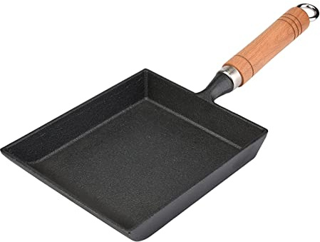 Cocoarm Poêle Japonaise Tamagoyaki en Fonte avec Poignée en Bois, pour Omelette