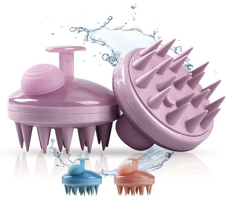 Shampoo Dispenser Brush 2 in 1 Silicone Soap Dispenser Brush Shower Silicone Shampoo Dispenser Head Scalp Massage Brush (Light Pink)