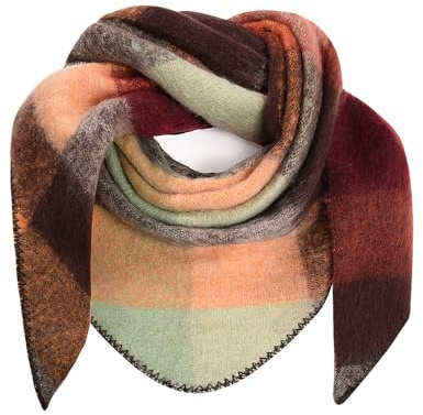 Voqeen trekantig halsduk dam vinter lång tartan halsduk wrap tjock varm dam halsduk mjuk stola vinterhalsduk filt för kvinnor