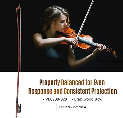 POENVFPO VB0908-029 Klassischer Bratschenbogen aus Brasilholz, Mongolisches Rosshaar, 14-17 Zoll, Leicht, Einstellbare Spannung, Professionelle Schülerleistung