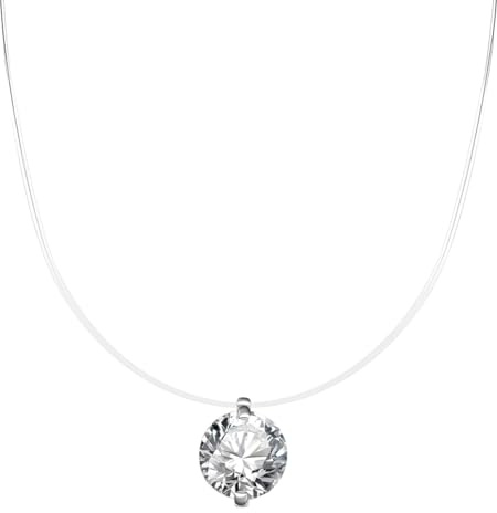 LQUYTA Collana per il collo con moissanite da donna, Collana in argento Sterling moissanite con moissanite dal taglio brillante, adatta per l'uso quotidiano e per le occasioni festive, da donna