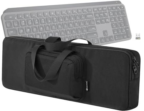Étui de transport de voyage pour clavier sans fil Logitech MX Keys S/MX Keys, sac de rangement avec poignée et poches latérales pour ranger les câbles de données de la souris et les accessoires de