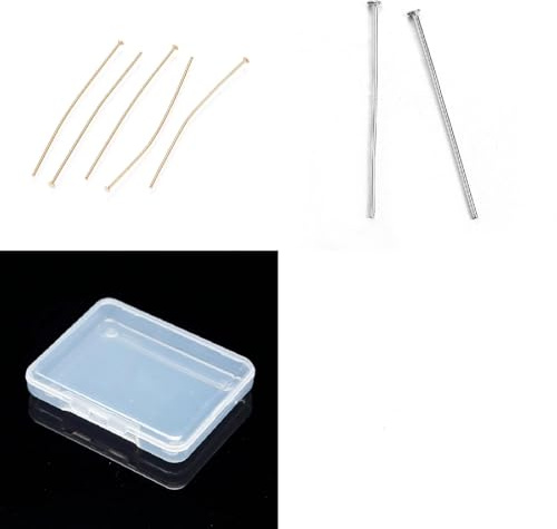 PH PandaHall 600 Stück Flach Kopf Stifte, 4 cm Echt Gold Beschichtet Kopf Stifte Biegbar Ohrring Stifte Schmuck Perlen Stift für DIY Handwerk Perlen Ohrring Schmuck Herstellung