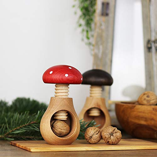 mitienda mit Liebe gemacht Cascanueces en forma de seta de madera de haya, color rojo