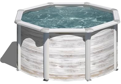 Piscina de Acero Elevada,Redonda con Aspecto Acero Nórdico. Piscinas Desmontables para Jardín. 240 x 120 cm - Piscina Gre KIT240N Finlandia.